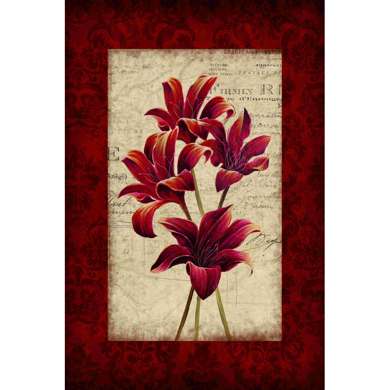 Une autre fleur rouge - peinture sur toile tendue, H 12 po x l 8 po
