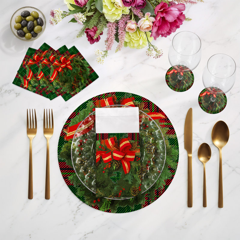 Napperon Christmas, Tartan vert