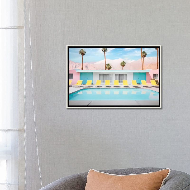 Palm Springs Pool Day - reproduction d'art murale encadrée, H 18 po x l 26 po, Reproduction encadrée sans passe-partout