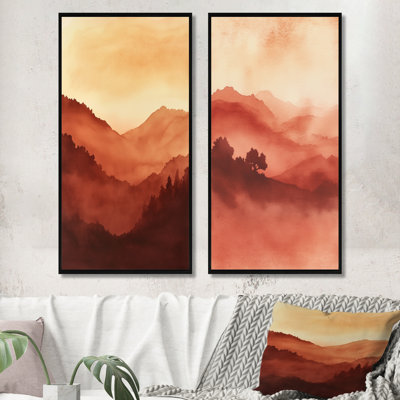 Art mural rustique bohème, toile paysage terrestre, art mural 2 pièces paysage bohème