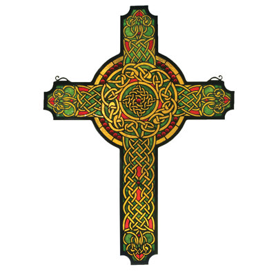 Jeweled Celtic Cross Stained Glass Window