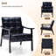 Ensemble de 2 fauteuils à dossier haut d'inspiration médiévale, revêtement en cuir de polyuréthane noir antique avec pieds en bois massif-735160479