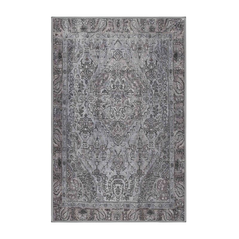 Tapis gris/beige traditionnel Zarah, Rectangle 5 pi x 7 pi