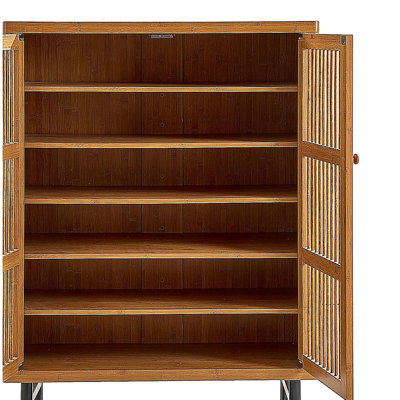 Shoe Cabinet with Shutter Doors, 6-Tier Entryway Shoe Cabinet with Adjustable Shelves, Wooden Modern Rack Organizer