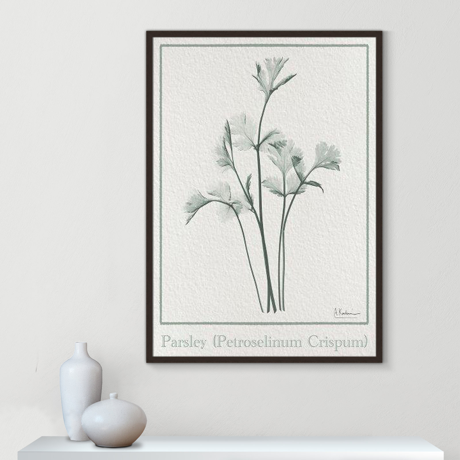 Jeanette "Parsley II" Print by Albert Koetsier, 41.5" H x 29.5" W x 1.25" D, Open Grain Walnut Framed Paper
