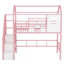 Lit mezzanine en métal avec toit et boîte de rangement, simple, rose-1170572938
