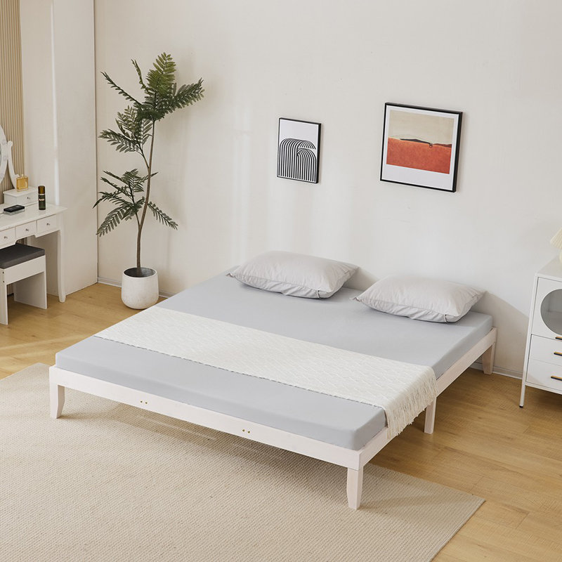 Basic Wooden Bed Frame, White, King