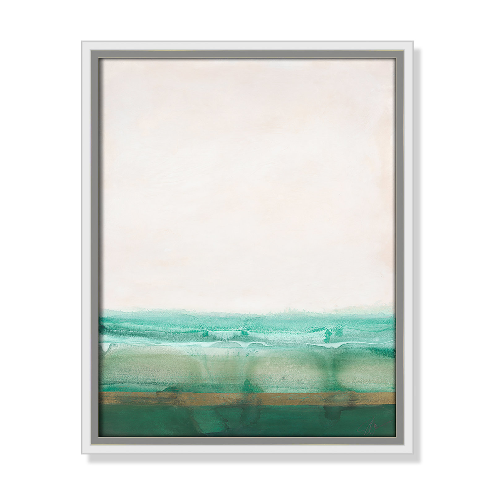 Franke "Emerald Shores" Print by Filippo Ioco, 15.5" H x 12.5" W x 2" D, White Framed Canvas