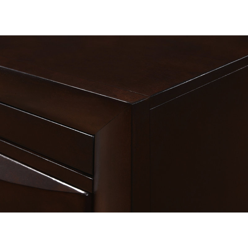 Table de chevet en bois massif brun - 2 tiroirs de style contemporain avec tiroirs