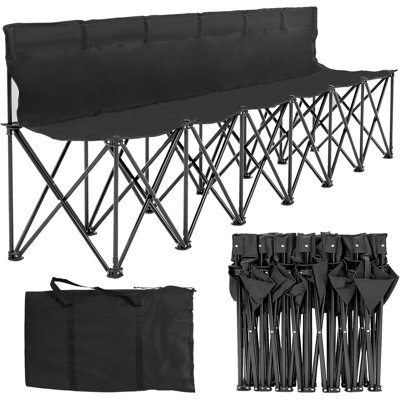 Portable Folding 6-Seater Bench, Team Sports Bench With Backrest For Football, Outdoor Camping Bench Chair With Carry Bag