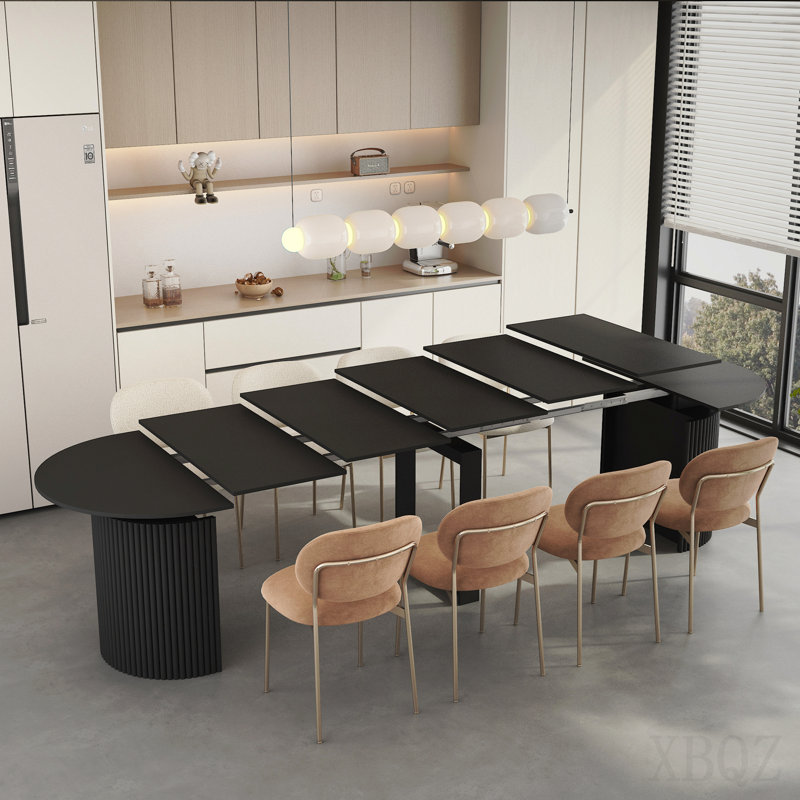 Table de salle à manger extensible pliable pour 1 à 10 personnes, console multifonctionnelle en bois extensible, Noir