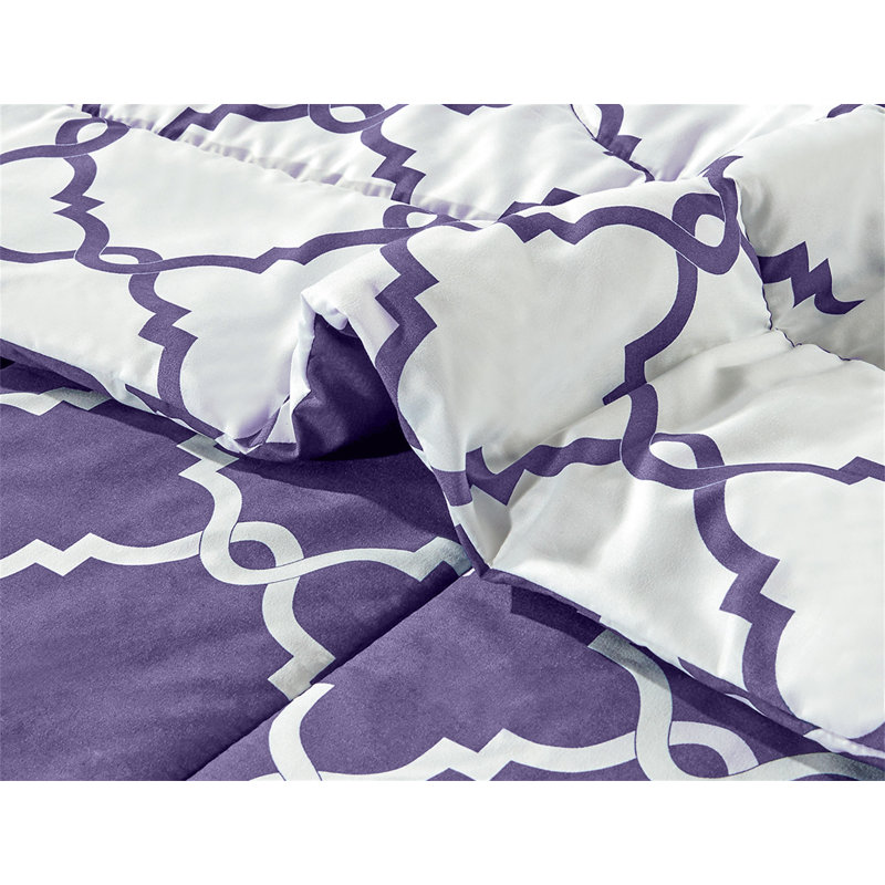 5 Piece Comforter set Reversible Down Alternative Comforter Duvet Insert, Queen Comforter + 2 Shams + 2 Throw Pillows