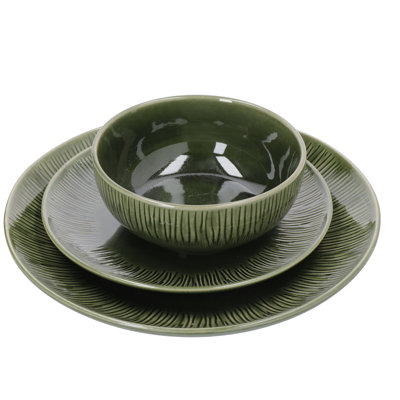 Mikasa Jardin Stoneware Dinner Set, Green