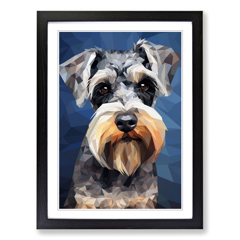 Schnauzer Geometric No.2 - Framed Print, 34cm H x 25cm W x 2cm D, Black 