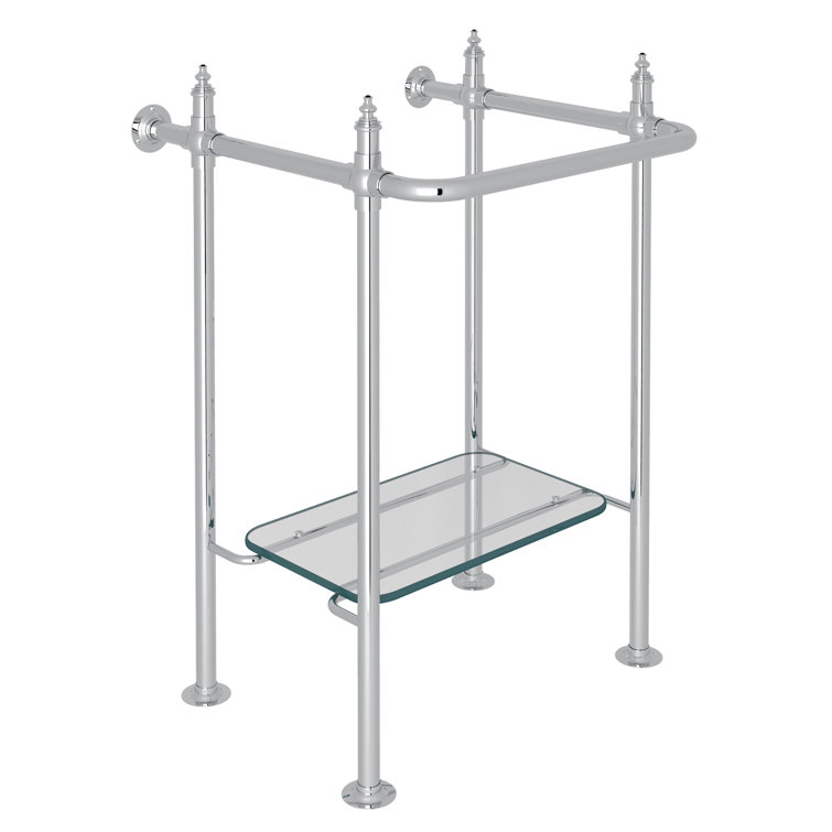 Wash Stand with Glass Shelf in Polished Chrome