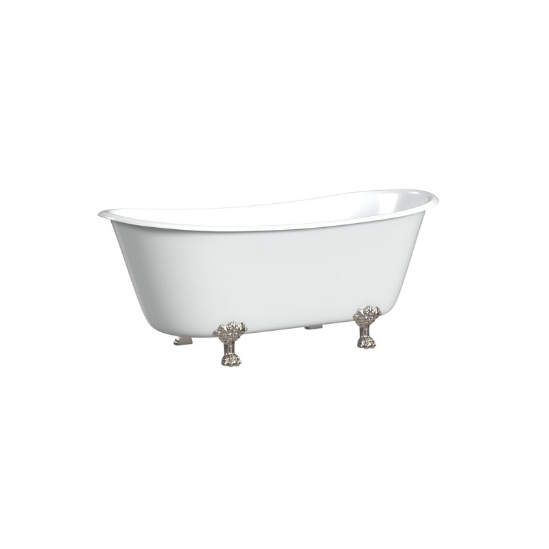Winchester 68'' L Soaking Bathtub, Polished Nickel, White Interior with White Exterior