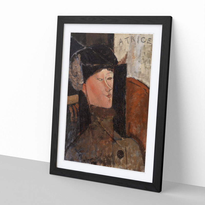 Beatrice by Amedeo Modigliani - Picture Frame Painting, 48cm H x 36cm W x 2cm D, Black Framed
