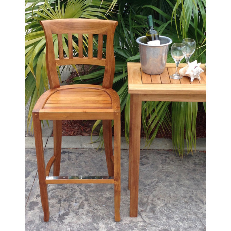 Amsterdam Outdoor Teak Bar Stool, 24"