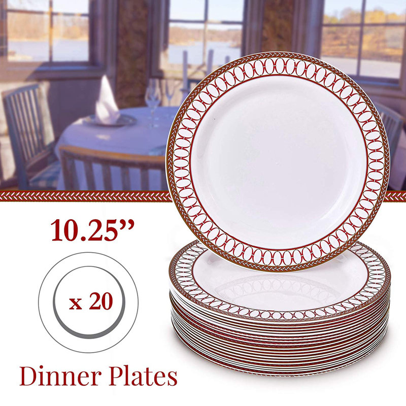 Assiette à salade jetable en plastique à poids lourds, Rouge
