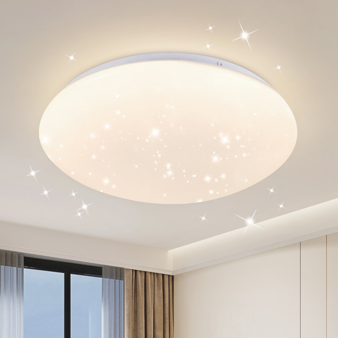 LED Deckenleuchte 1-flammig Weiß Rund Klein Sternenhimmel Design Colverdale 25cm