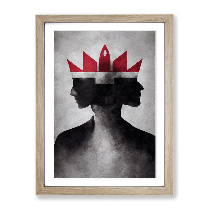 Man Wearing a Crown Abstract - Framed Print, 46cm H x 34cm W x 2cm D, Oak