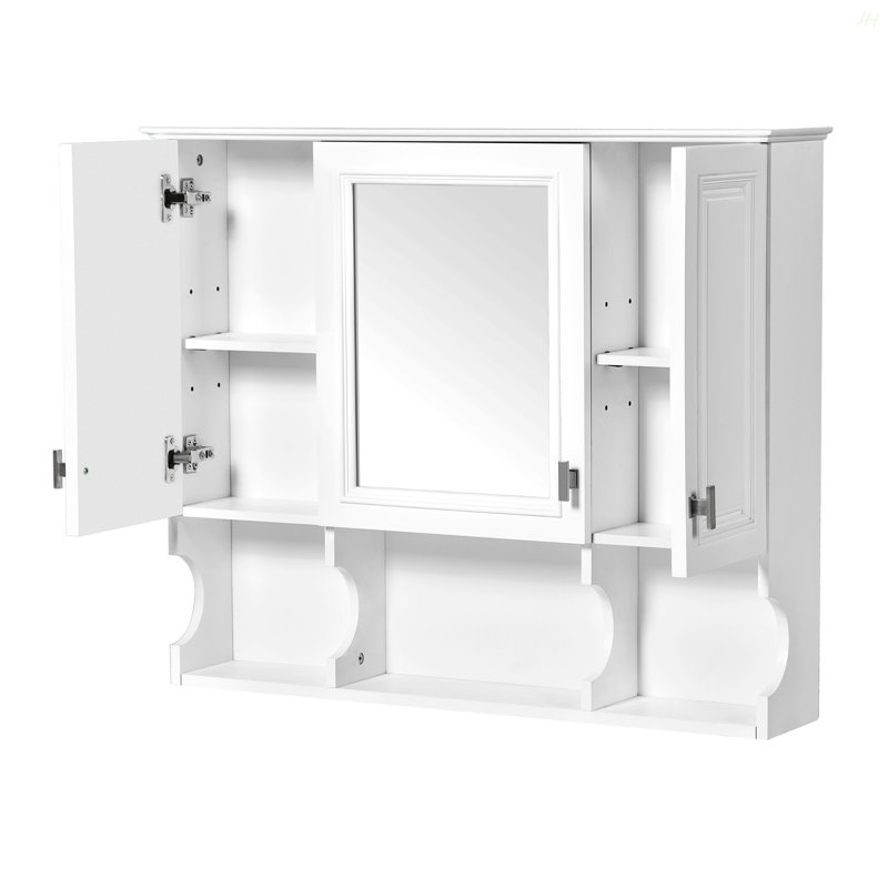 35'' X 28'' Wall Mounted Bathroom Medicine Cabinet, Modern Bathroom Wall Cabinet With Mirror,  Mirror Cabinet With Open Shelves