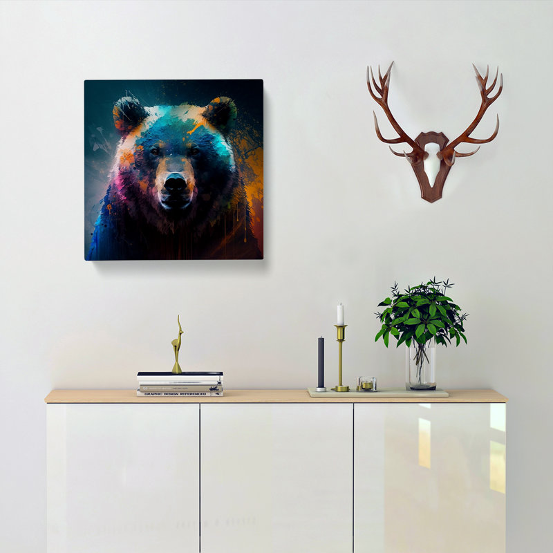 Bear Abstract Expressionism No.1 - Print, 50cm H x 50cm W x 3cm D