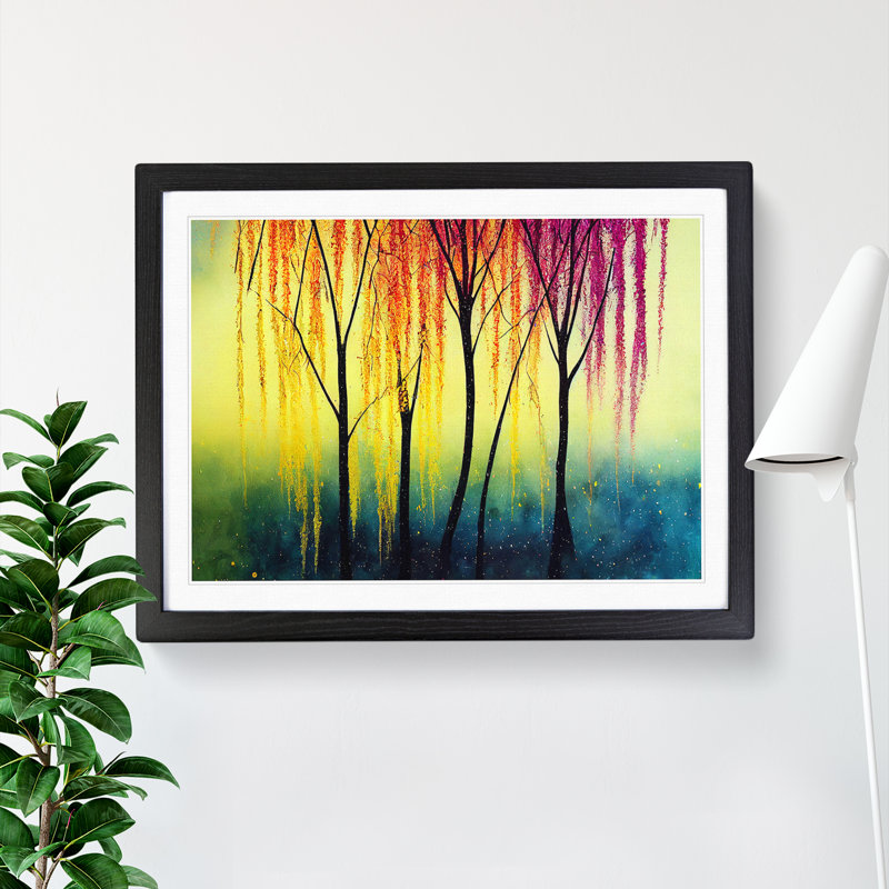 Brilliant Weeping Willow Trees - Single Picture Frame Print, Black Framed, 46cm H x 64cm W x 2cm D