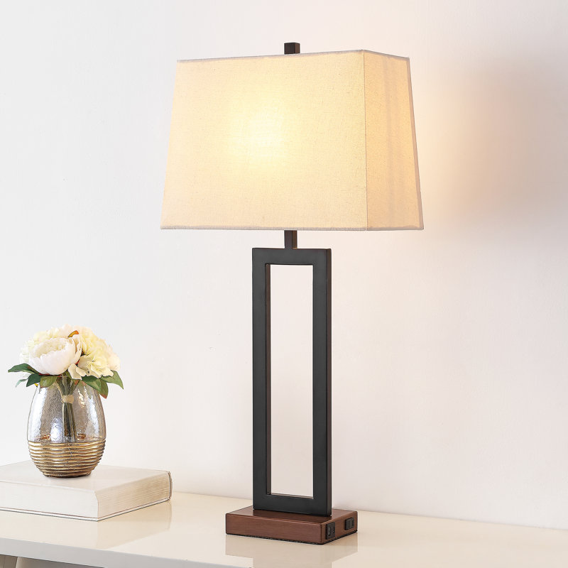 Lampe de table simple 28,5 po, Black/Brown, Beige