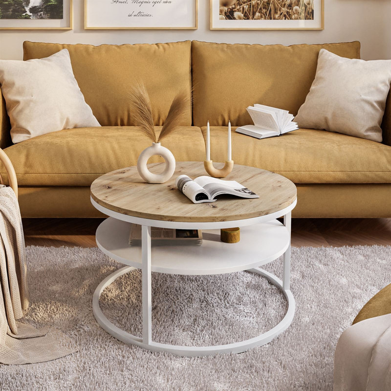 Guarascio Coffee Table with Storage, White, Artisan,  49" H x 70" L x 70" W