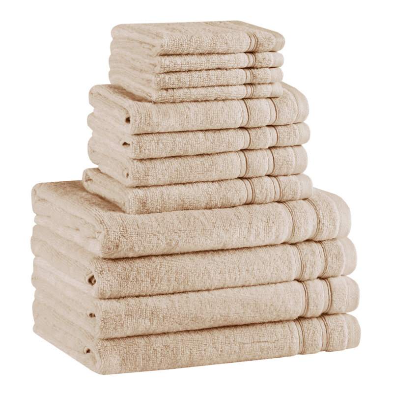 400 GSM Essential Bundle Beige 100% Cotton Quick Dry Super Soft 12-Piece Towel Set, Beige, 12 Piece Towel Set