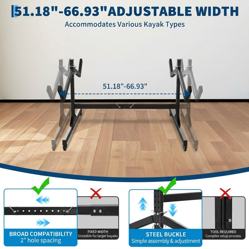 Support de rangement pour kayak pour 2 kayaks