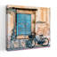 «Blue Shutters Bicycle Rustic Vintage Urban Urban», reproduction d'art mural-129716656