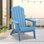 Chaise Adirondack pliante, texture bois, porte-gobelet, PEHD toutes saisons pour piscine / pelouse, bleu clair