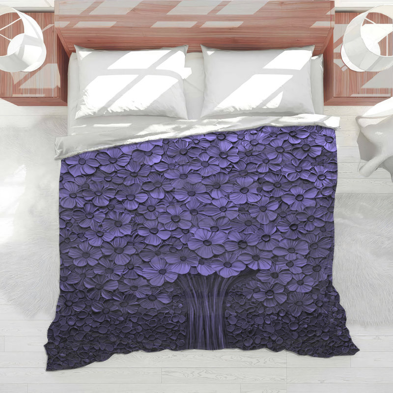 Purple Floral Tree Comforter, Twin Extra Long