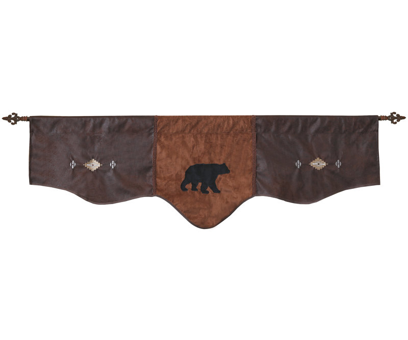 Rustic Brown and Black Faux Leather Bear Window Valance