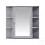 Armoire de rangement murale de salle de bain avec miroir, tablette en bois réglable, portes et 6 tablettes ouvertes-900920896