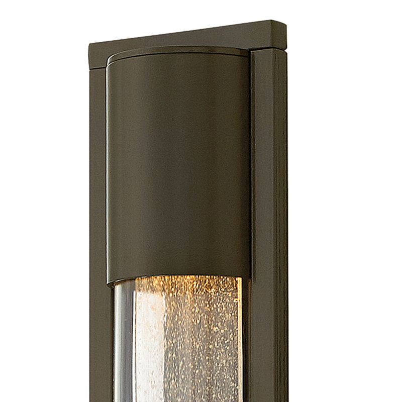 Mist 1 - Bulb Seeded Glass Outdoor Flush Wall Mount, Bronze, 22" H x 4.75" W x 4" D