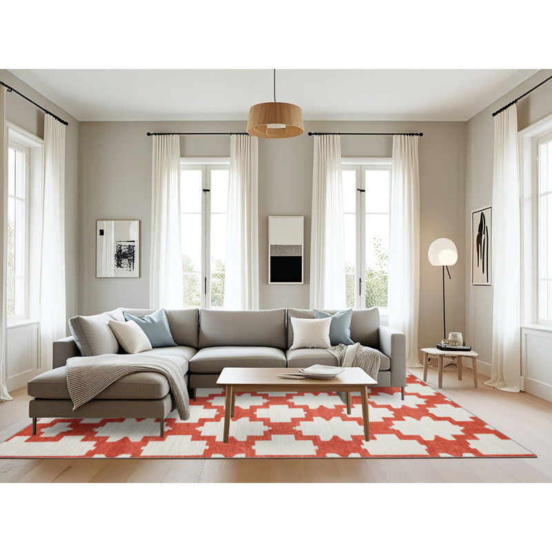 Machine Washable Trellis Gray Area Rug, Rectangulaire 8 pi x 12 pi