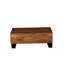 Table basse rectangulaire relevable, style américain traditionnel, bois de manguier massif, finition polie brune, piètement traîneau, grand espace de rangement, profondeur 109 cm, largeur 61 cm, hauteur 41 cm, poids 42,5 kg