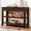 Console avec 2 tiroirs de rangement et 2 tablettes à niveaux, buffet style Mid-Century en bois massif de 42 po-831867555