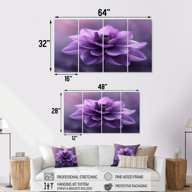 «Mauve Natures Nuance», impression d'art mural Dahlia, H 32 po x l 64 po