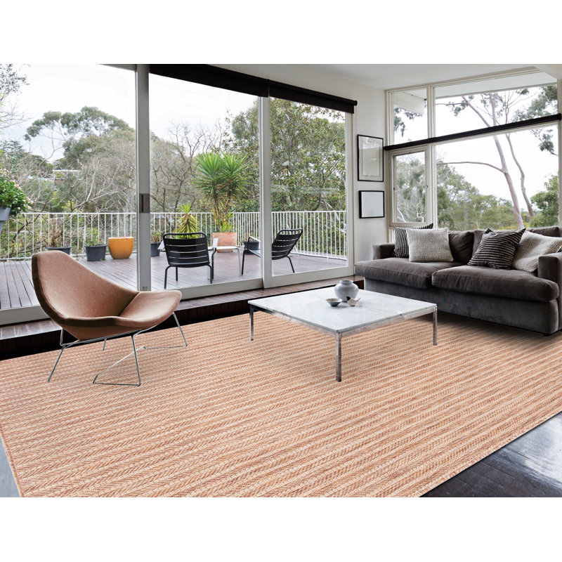 Tapis rayé intérieur / extérieur Halleck, Rectangle 6,5 pi x 9 pi