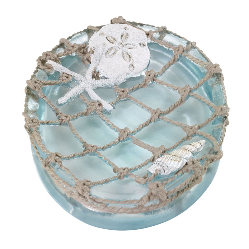 Seaglass Aqua Blue Resin Coastal Soap Dish