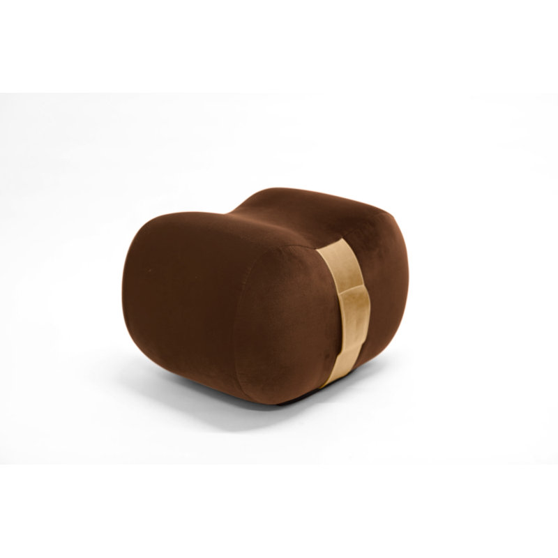 Milo Velvet Ottoman, Terra Cotta/Umber Velvet