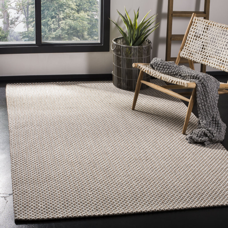 Tapis gris en viscose / laine crocheté à la main Cherif Wilton, Rectangle 4 pi x 6 pi