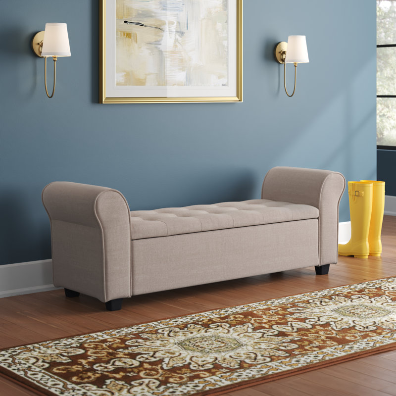Banc de rangement rembourré Landaverde, Beige