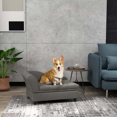Canapé pour animaux de compagnie, canapé pour chien, lit surélevé pour petits et moyens chiens, avec rangement caché