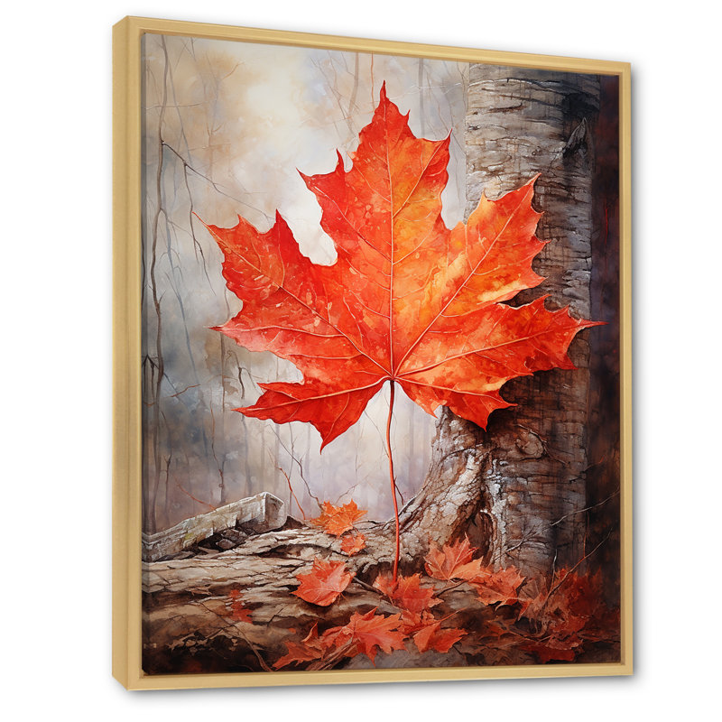 «Maples Mark Autumn Red I» sur toile, Cadre flottant naturel, H 20 po x l 12 po x P 1 po