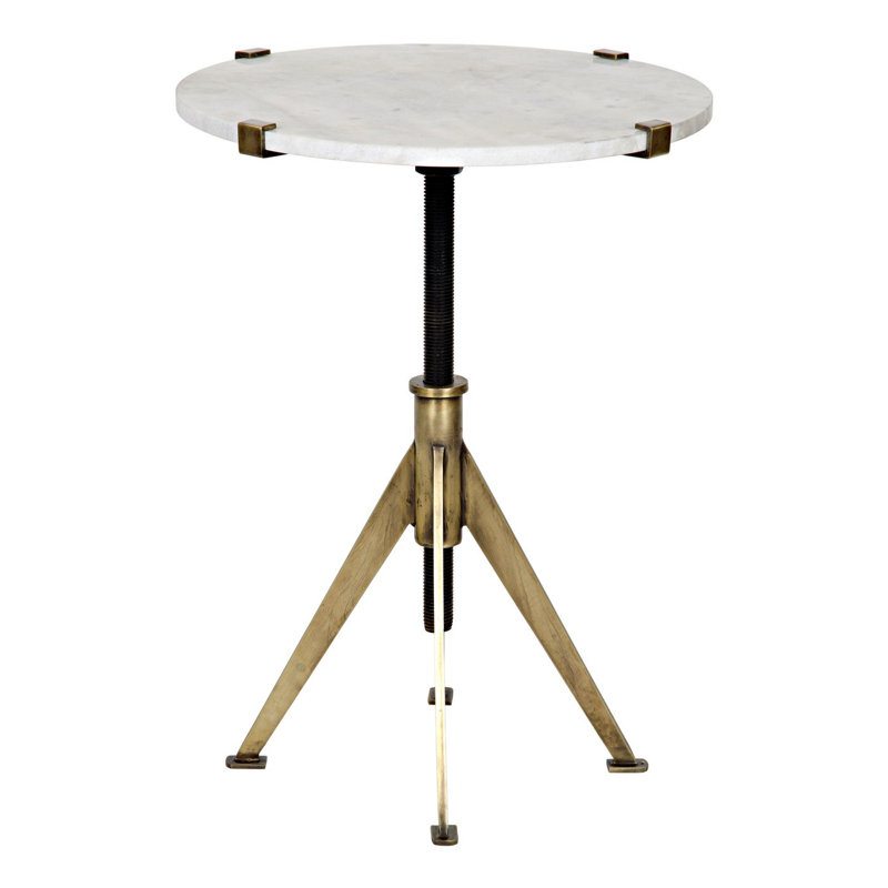 Edith Marble End Table, Antique Brass